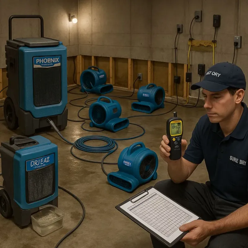 Structural Drying and Dehumidification process in Otterbein, IN